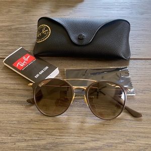 RayBan brown rim w gold frame and over-bridge bar